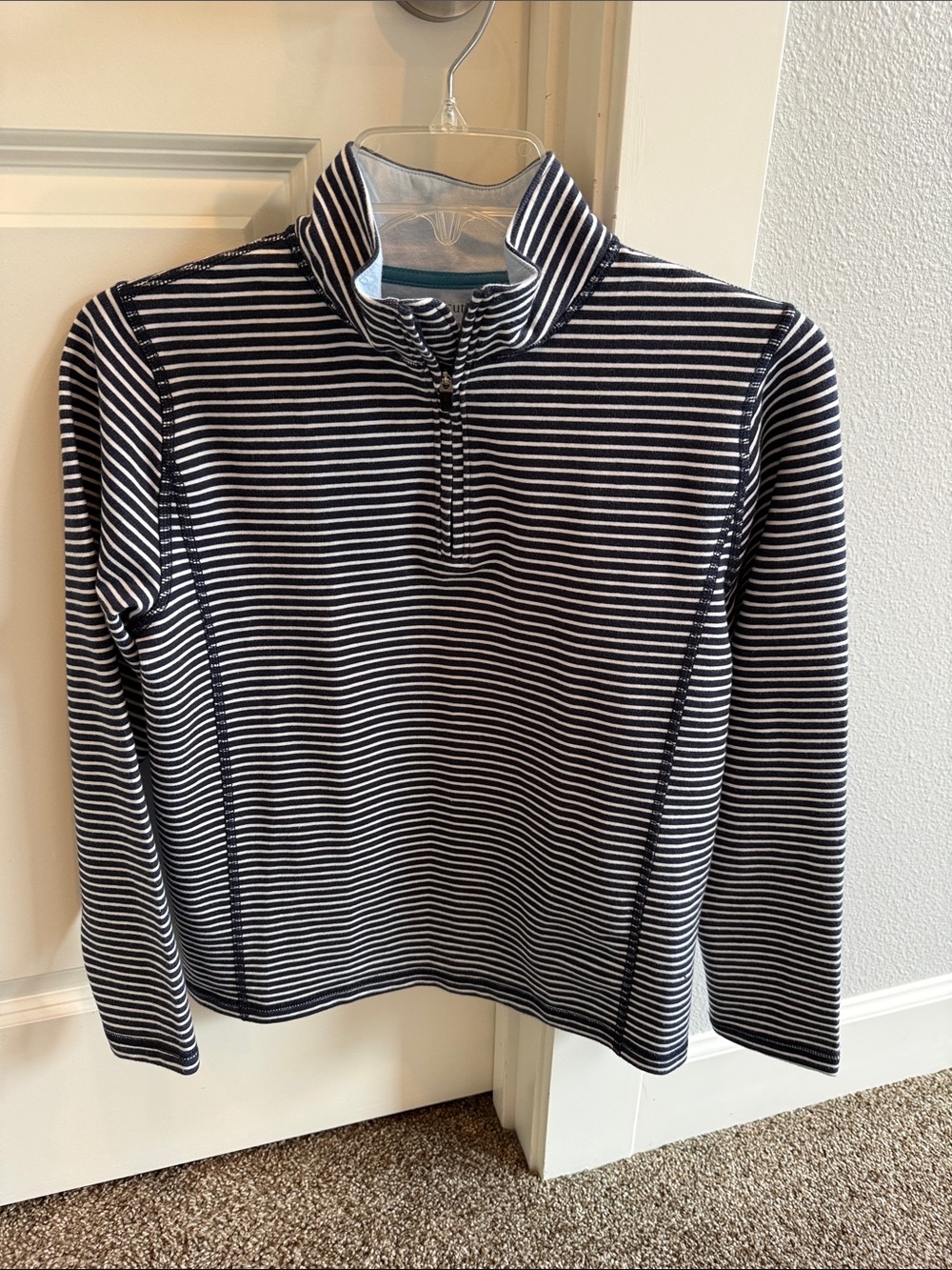 Crewcuts Navy and White Striped Half-Zip Pullover